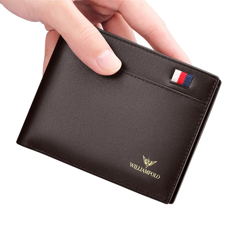 LOR MALE WILLIAMPOLO Men Leather Wallets Small Money Purses Design Dollar Price Top Men Thin Wallet Business Short Wallet For Men