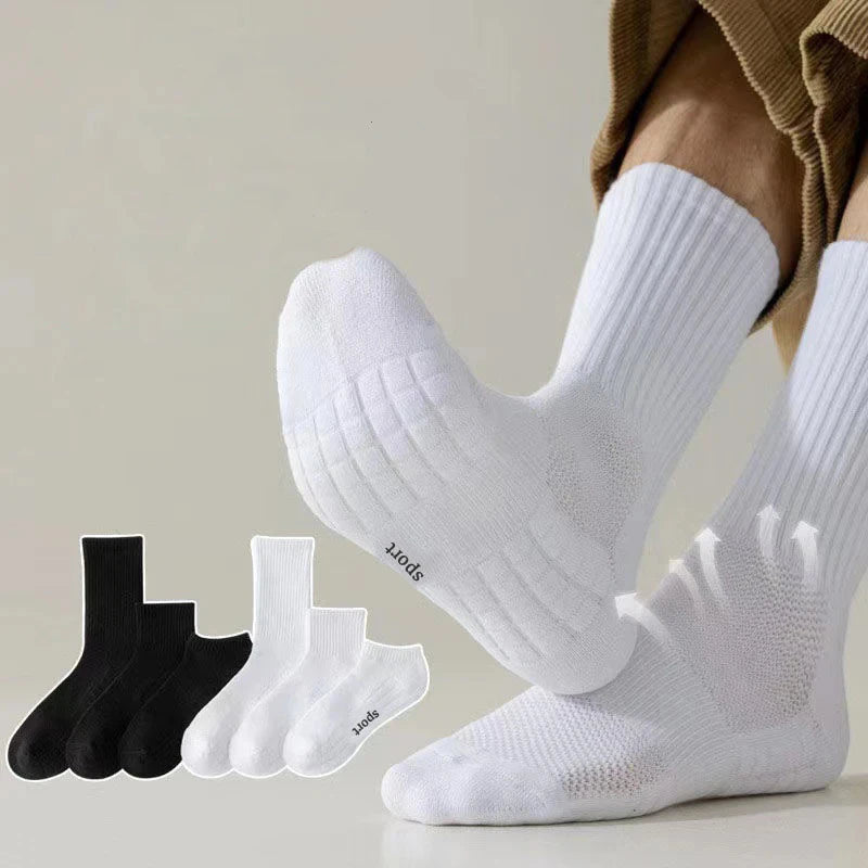 LOR MALE Men's Thick Bottom Sweat Absorbing and Breathable Sports Socks with Bottom Cushion for Running Professional Sports Men's Socks