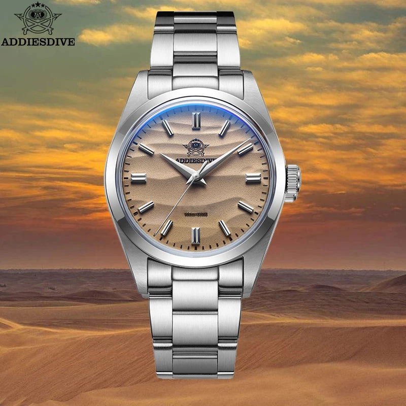 LOR MALE ADDIESDIVE AD2030 Quartz Watch Simple 10Bar Steel Dive Wristwatch Bubble Mirro 2