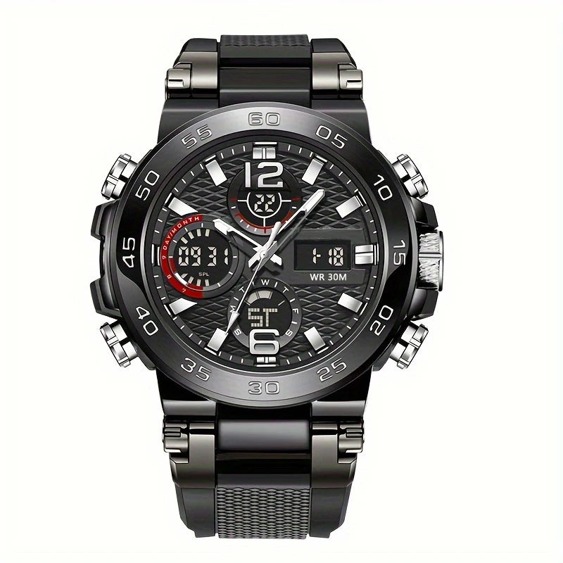 LOR MALE Watches Waterproof Clock Alarm Reloj Hombre LCD Dual Display Wristwatch Quartz 3