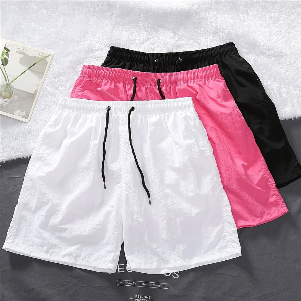 LOR MALE Men's Shorts 2024 Summer Thin New Hot Solid Casual Beach Short Pant Male Running Gym Fitness Breathable Sports Five Point Pants