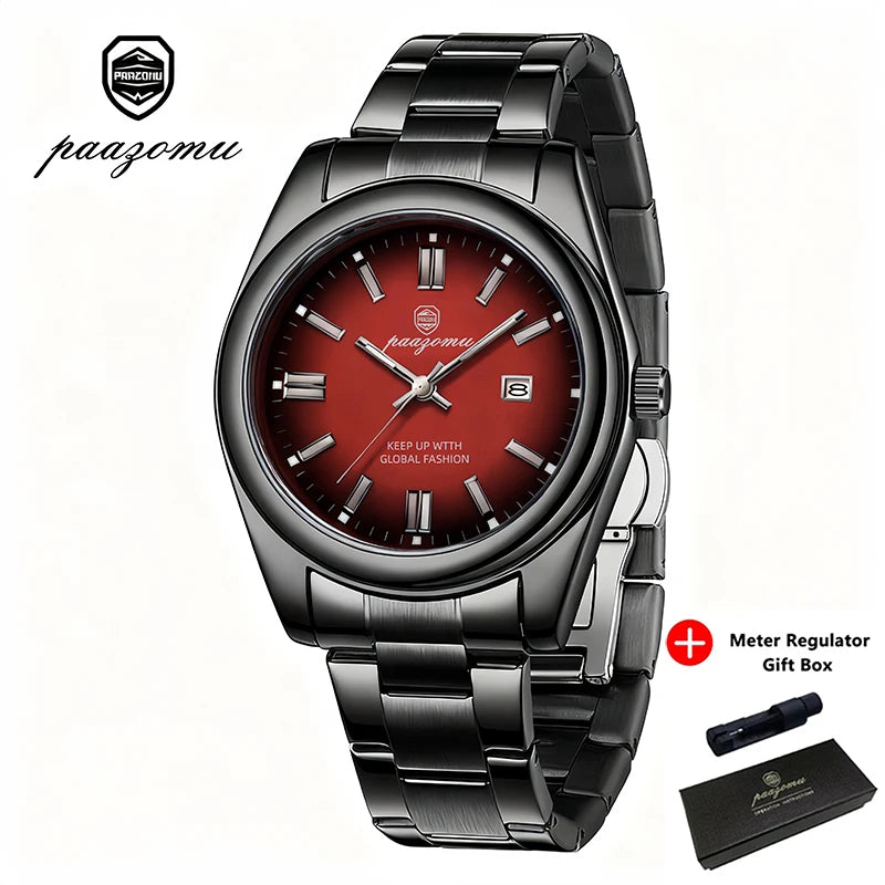 LOR MALE PAAZOMU High Quality Man Watch Luminous Waterproof Stainless Steel Men Clock Date Chronograph Quartz Luxury Men's Watches Reloj