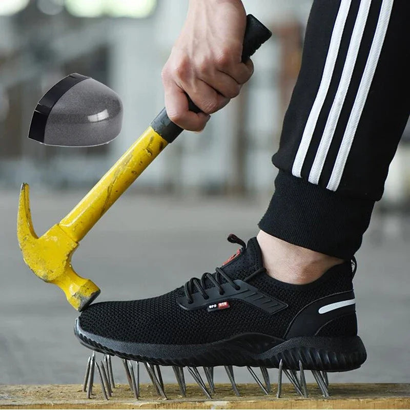 LOR MALE Work Safety Boots Men Shoes Steel Toe Anti-Smashing Indestructible Steel Toe Cap Puncture-Proof Boots Lightweight Women Sneakers