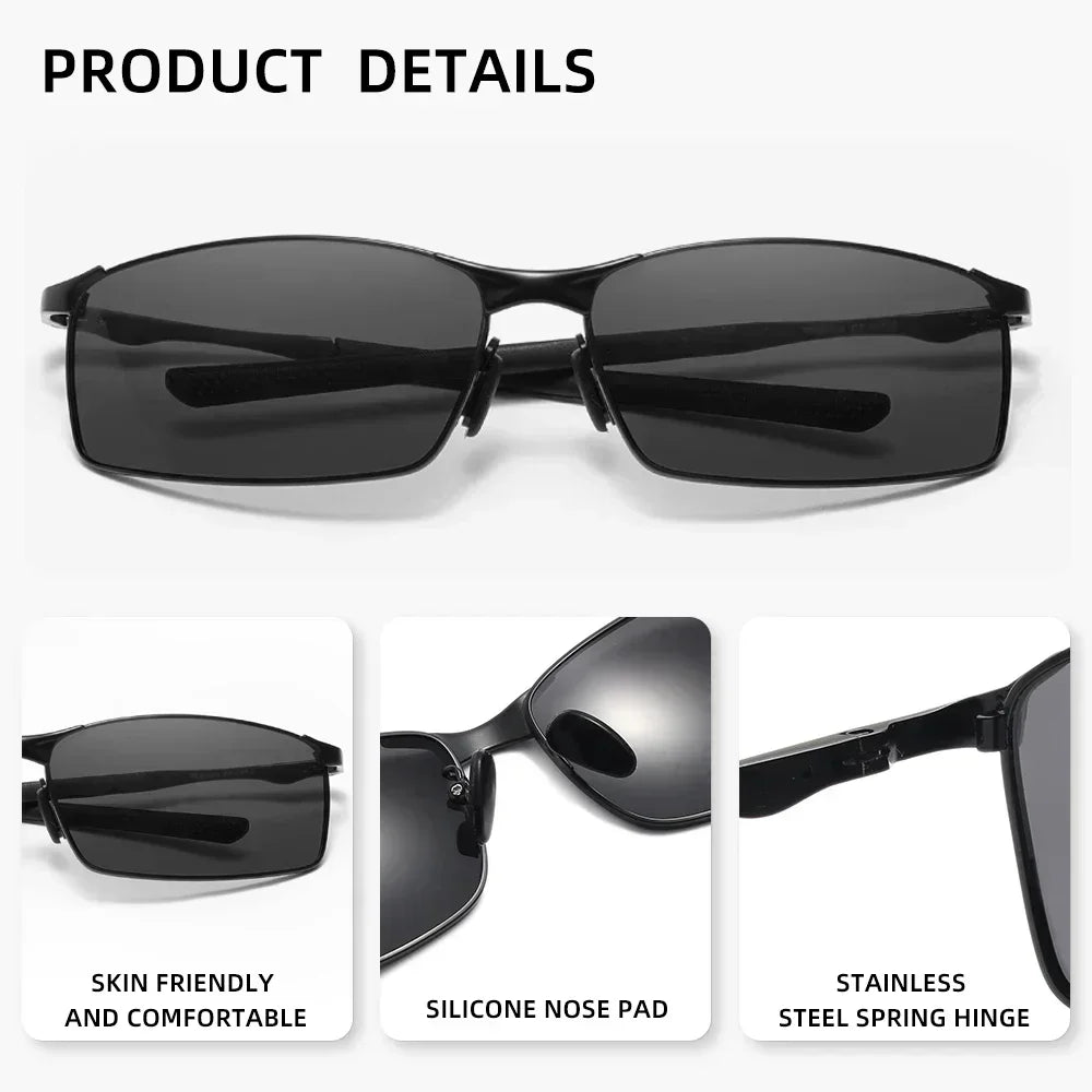 LOR MALE Polarized Alloy Rectangular Sunglasses Glasses Male Sun Glasses Fishing Drivin 2