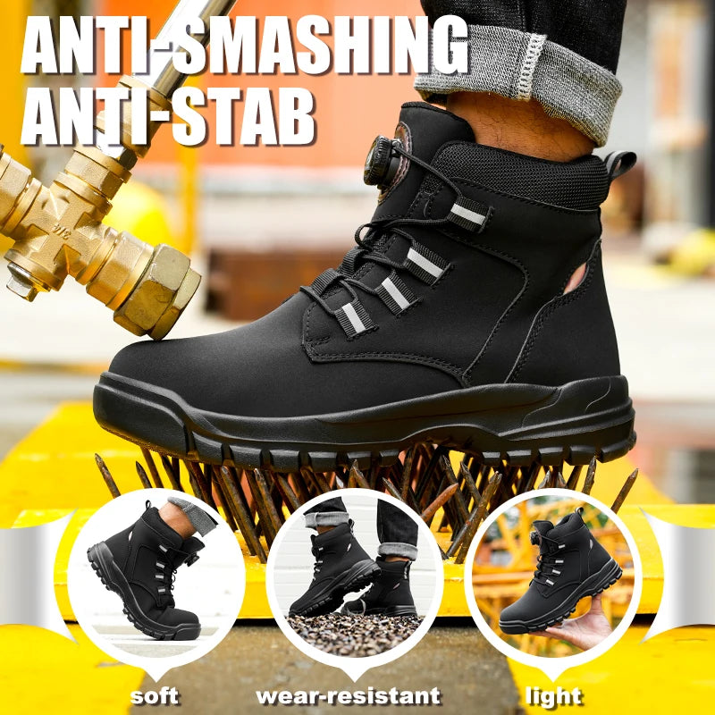 LOR MALE Waterproof Safety Boots Men Indestructible Steel Toe Work Boots Anti-smash Stab-resistant Safety Shoes Biker Botas Para Hombre