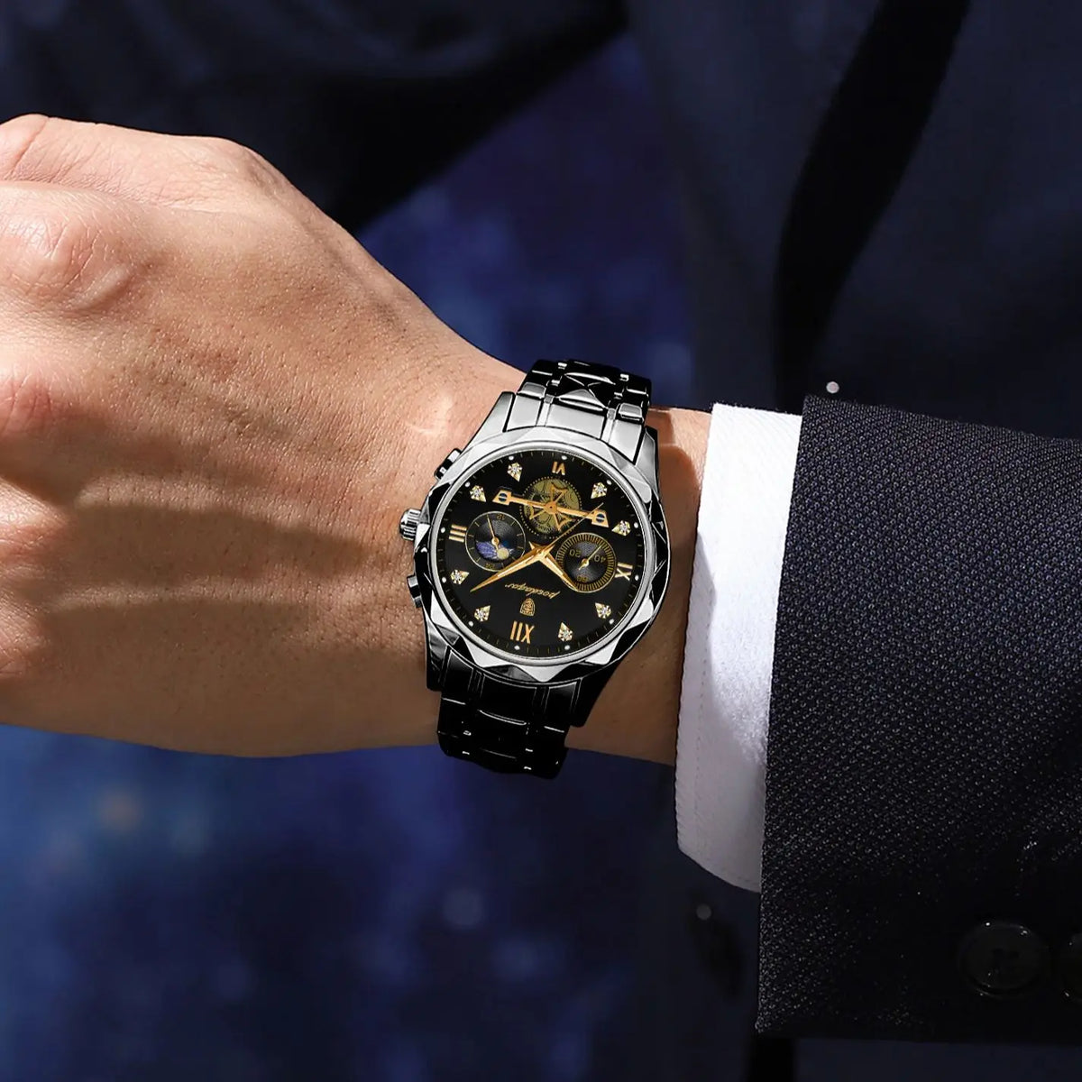 LOR MALE POEDAGAR Top High Quality Man Wristwatch Stainless Steel Chronograph Business Men Watch Waterproof Luminous Quartz Men's Watches