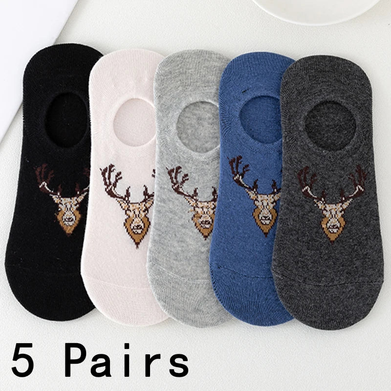 LOR MALE 5pairs Men's Fashion Sports Socks, Striped Cotton Sweat Absorption Breathable Comfortable Ankle Socks