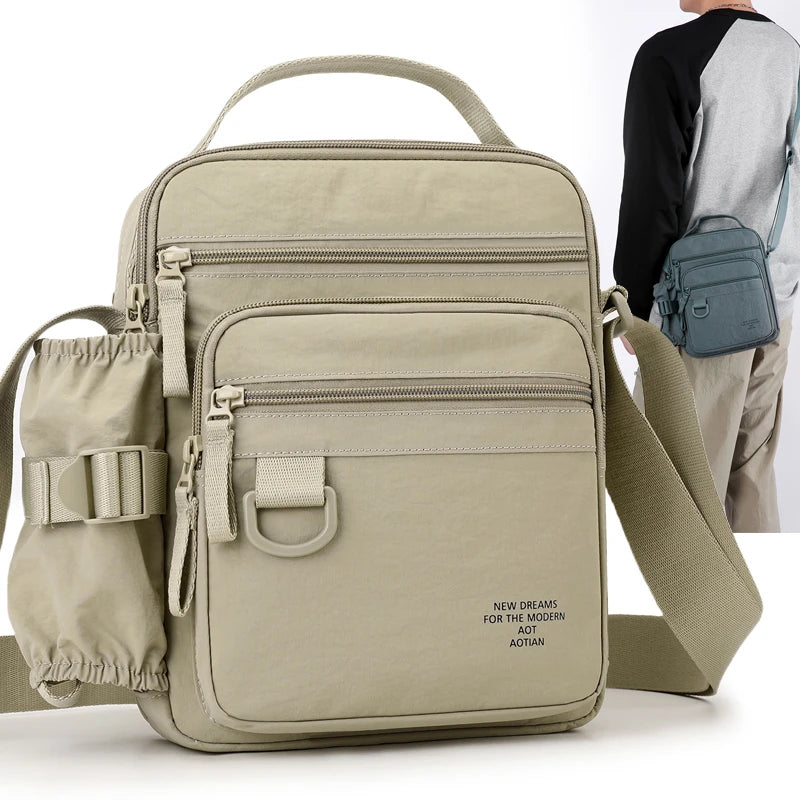 LOR MALE Fashion Casual Men's Bag Handbag High Quality Man Crossbody Bags Travel Bag Stylish Men's Shoulder Bag with Bottle Pocket