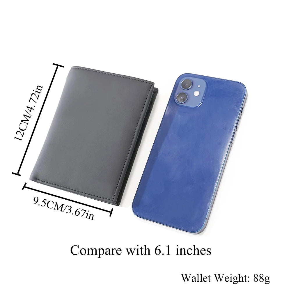 LOR MALE Men Wallet Genuine Leather Wallets Zipper Purse Vertical Business Wallets RFID