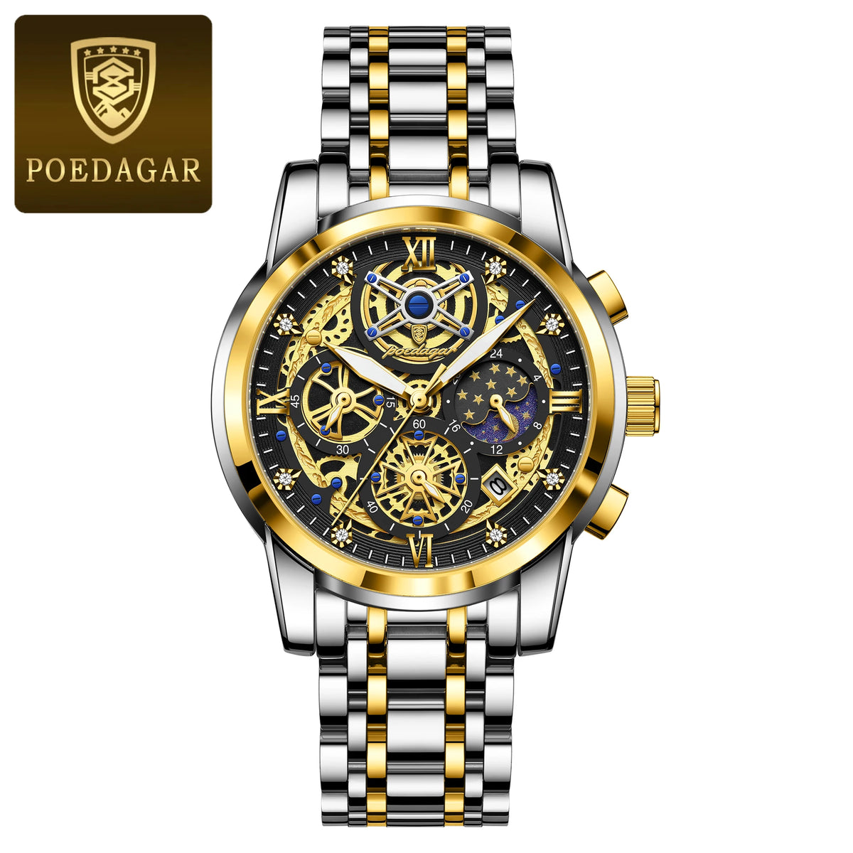 LOR MALE POEDAGAR Luxury High Quality Man Watch Waterproof Luminous Chronograph Date Men Watch Stainless Steel Quartz Men's Watches Reloj