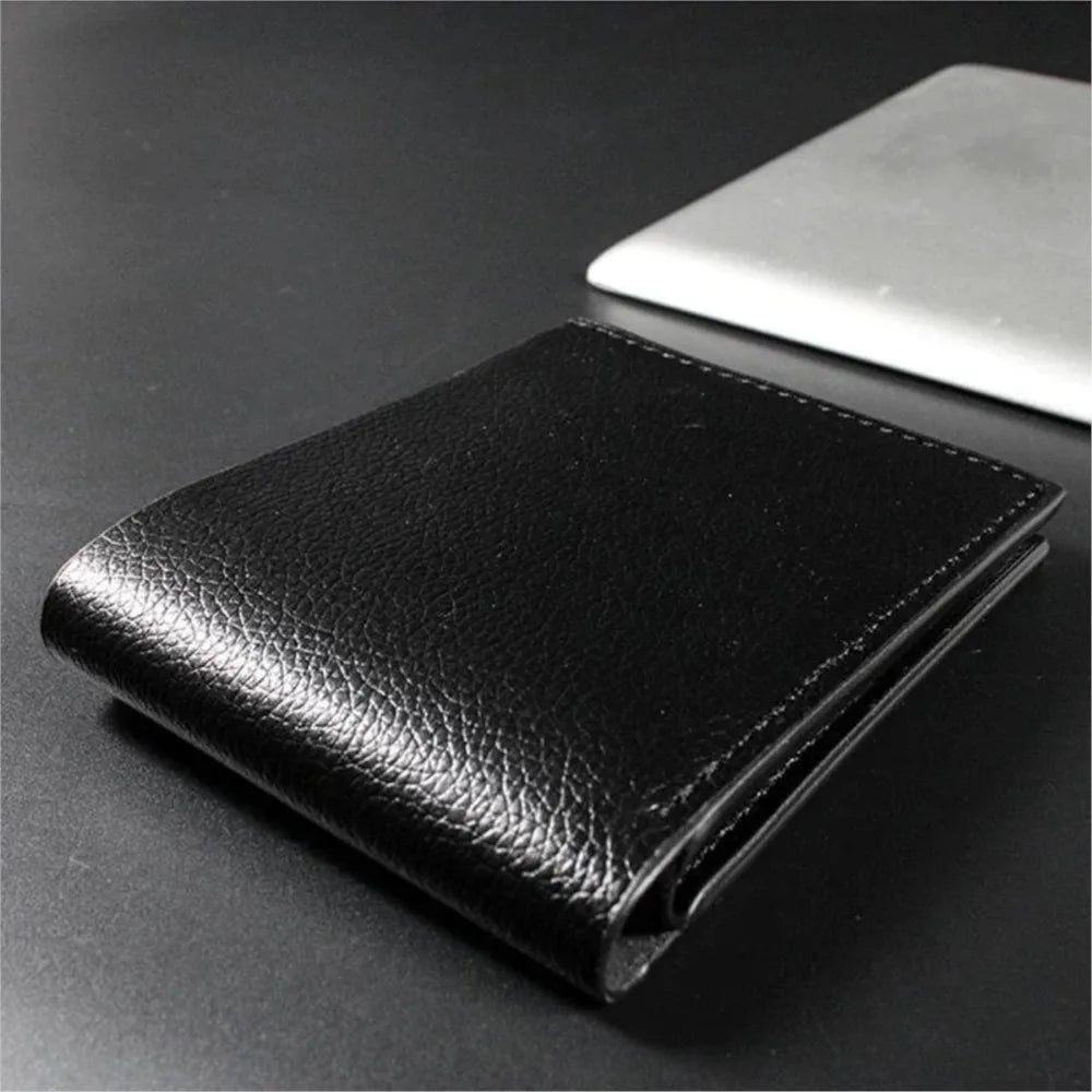LOR MALE Wallet Genuine Leather Men Wallets Real Cowhide Wallets Short Black Walet