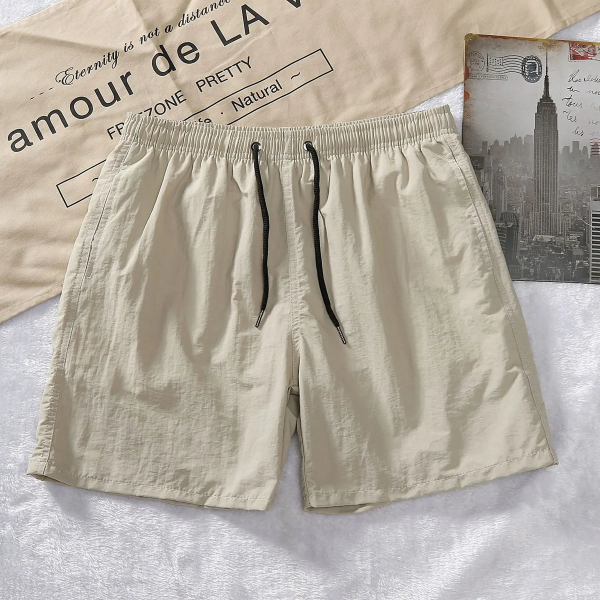 LOR MALE Men's Shorts 2024 Summer Thin New Hot Solid Casual Beach Short Pant Male Running Gym Fitness Breathable Sports Five Point Pants