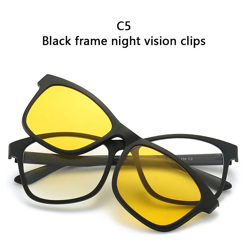 LOR MALE Polarized Sunglasses Men Women 2 In 1 Magnetic Clip On Glasses TR90 Optical Prescription Eyewear Frames Eyeglasses