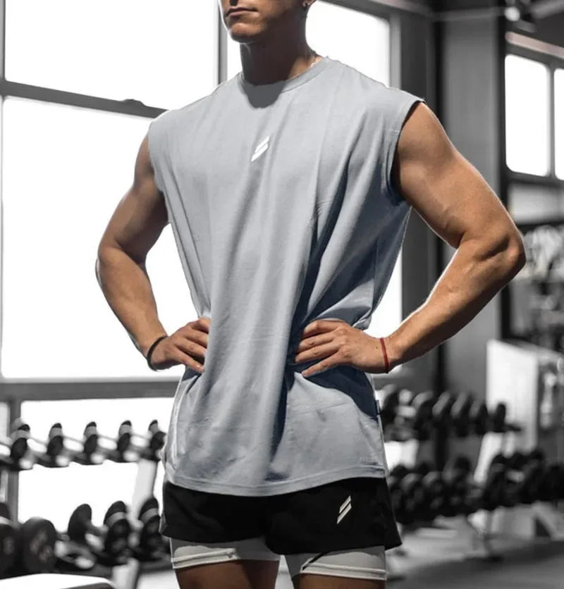LOR MALE Sleeveless T-shirt Men Quick-drying Fitness Bodybuilding Shirt Male Fashion Basketball Vest Mesh Breathable Summer Gym Tank Men