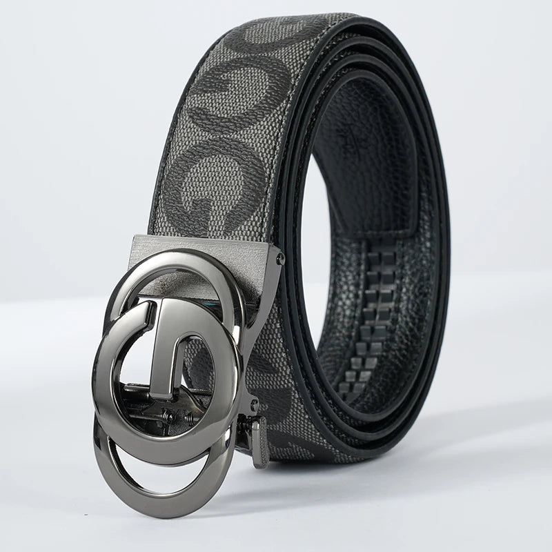 LOR MALE High Quality 3.4cm Leather Men Belt Designer Metal Buckle Business Strap Male Jeans Fashion Accessory