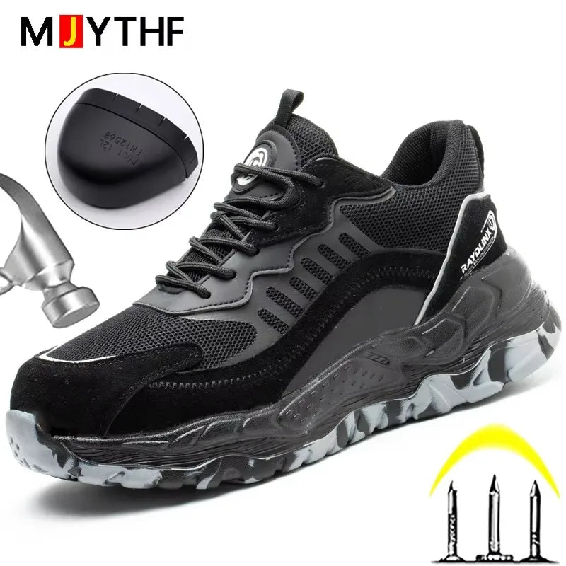 LOR MALE 2026 New Work Boots Safety Steel Toe Shoes Men Boots Anti-Puncture Safety Boots Protective Shoes Sneakers Indestructible Shoes