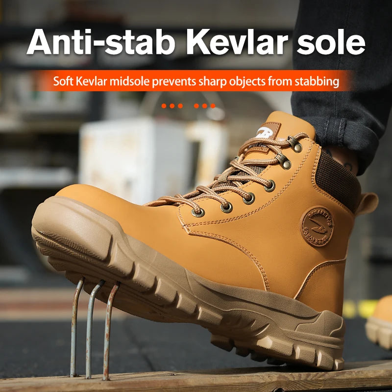 LOR MALE Indestructible Work Boots Construction Safety Shoes Steel Toe Lightweight Shoes for Men Women Anti-smash Steel Toe Sneakers
