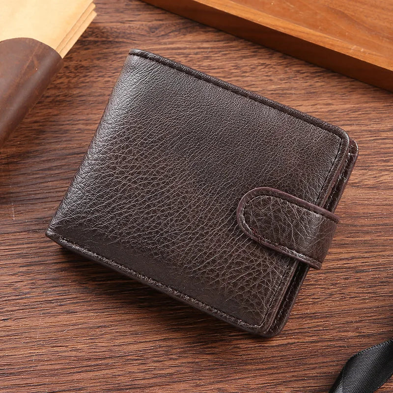 LOR MALE Vintage Wallet Leather Short Hasp Man Wallets Casual Durable Coin Pouch