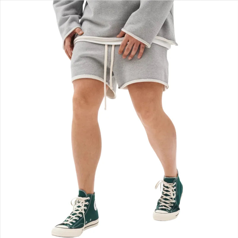 LOR MALE Men's Casual Shorts Workout Trousers Fitness Solid Color Summer Jogger Shorts Gym Training Running Fshion Trend edge curl Shorts