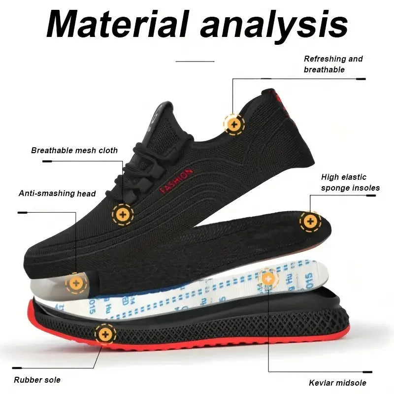 LOR MALE Steel Toe Shoes Male Indestructible Mining Boots Men Safety Shoes Anti-smash Anti Puncture Functional Shoes Work Shoes Sneakers