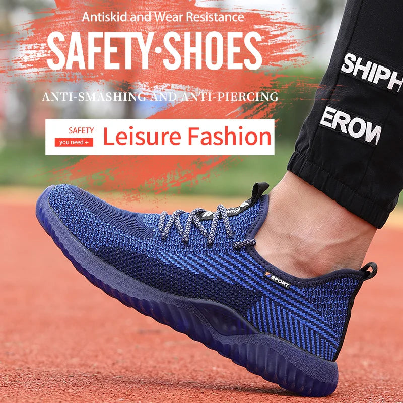 LOR MALE Steel Toe Cap Working Boots Safety Shoes for Man Construction&Indestructible Work Shoes Puncture-Proof Summer Work Shoes