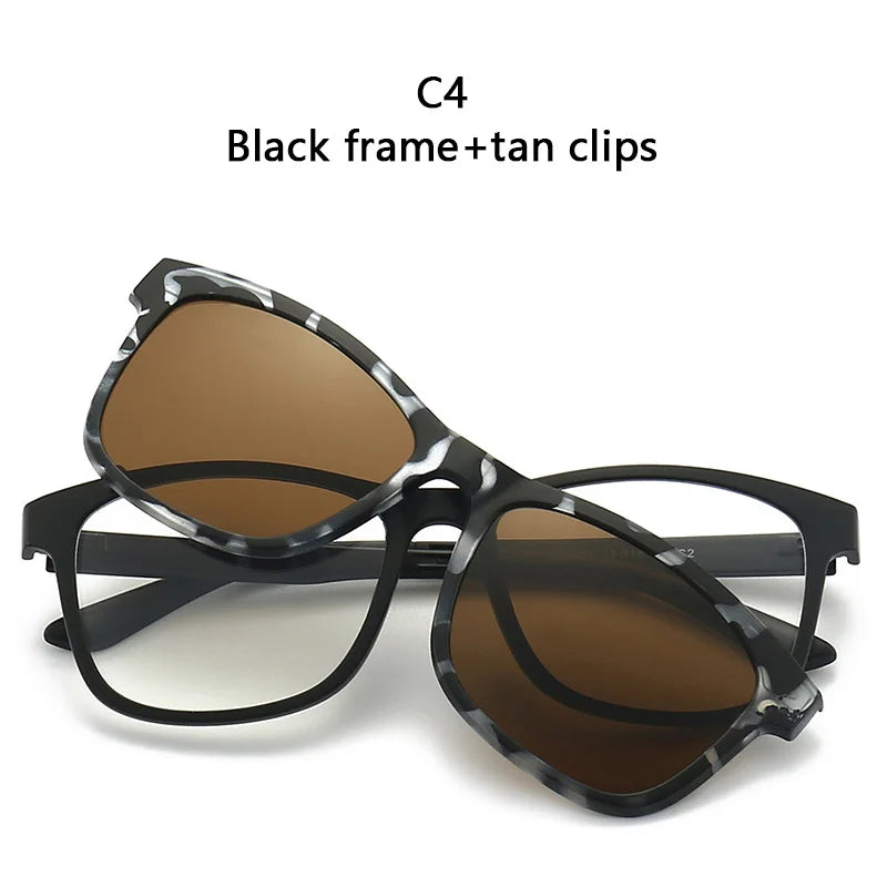 LOR MALE Polarized Sunglasses Men Women 2 In 1 Magnetic Clip On Glasses TR90 Optical Prescription Eyewear Frames Eyeglasses