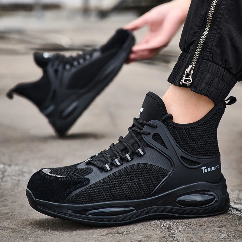 LOR MALE Men's Steel Toe Safety Shoes Work Boots Anti-Puncture Slip Resistant Lightweight Breathable Industrial Construction