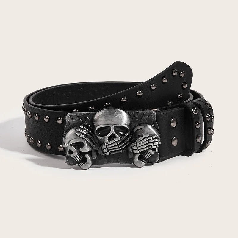 LOR MALE Desinger Belts For Women High Quality Luxury Brand Punk Goth Rivet Black Jeans Unisex Men Belt Paw Skull Buckle Waistband Man