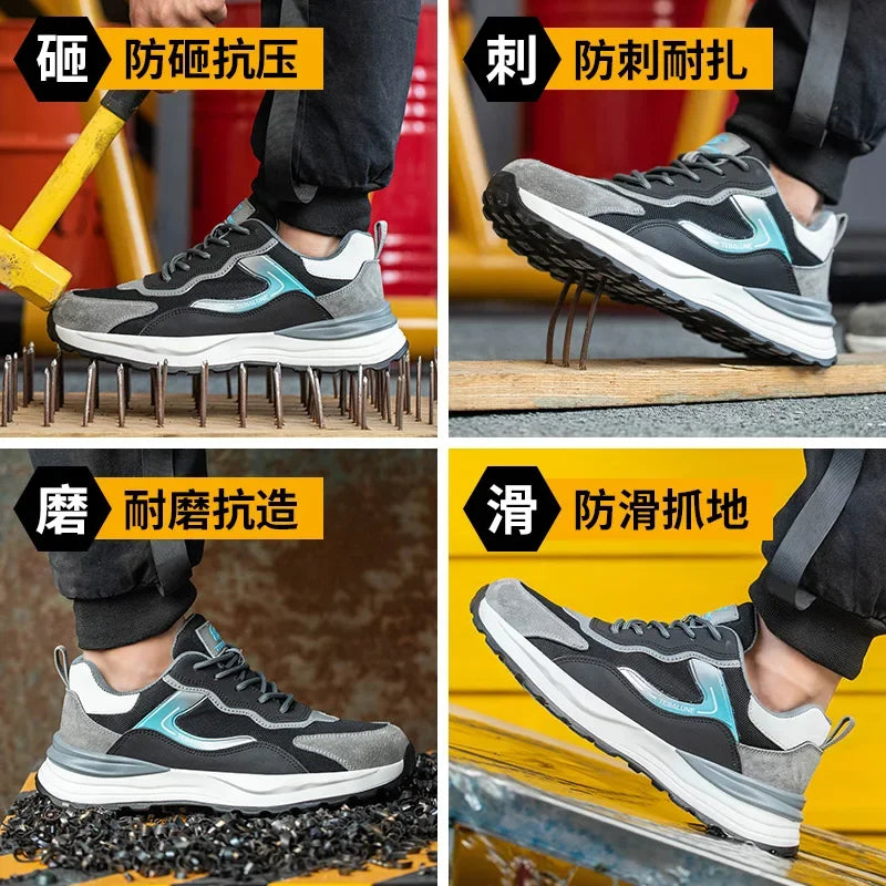 LOR MALE Composite Toe Anti Static Wrok Safety Shoes For Men Indestructible Prevent Puncture Sneakers Boots Lightweight Male Footwear