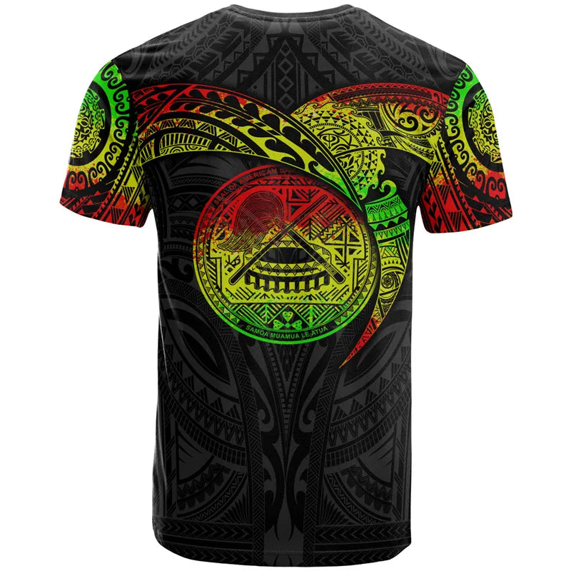 American Samoa Polynesian T-Shirt 3d Printing Graphs T Shirt Fashion Round Neck Short Sleeve Men Women Slim Harajuku Kid Tops