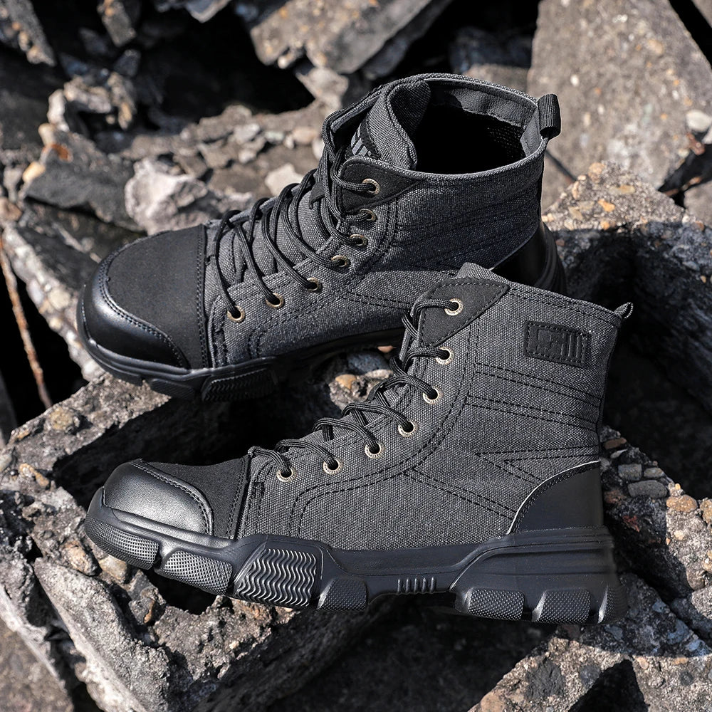 LOR MALE Safety Protective Boots Work Safety Shoes Men Safety Boots Anti-puncture Work Shoes New Steel Toe Shoe Indestructible Shoes