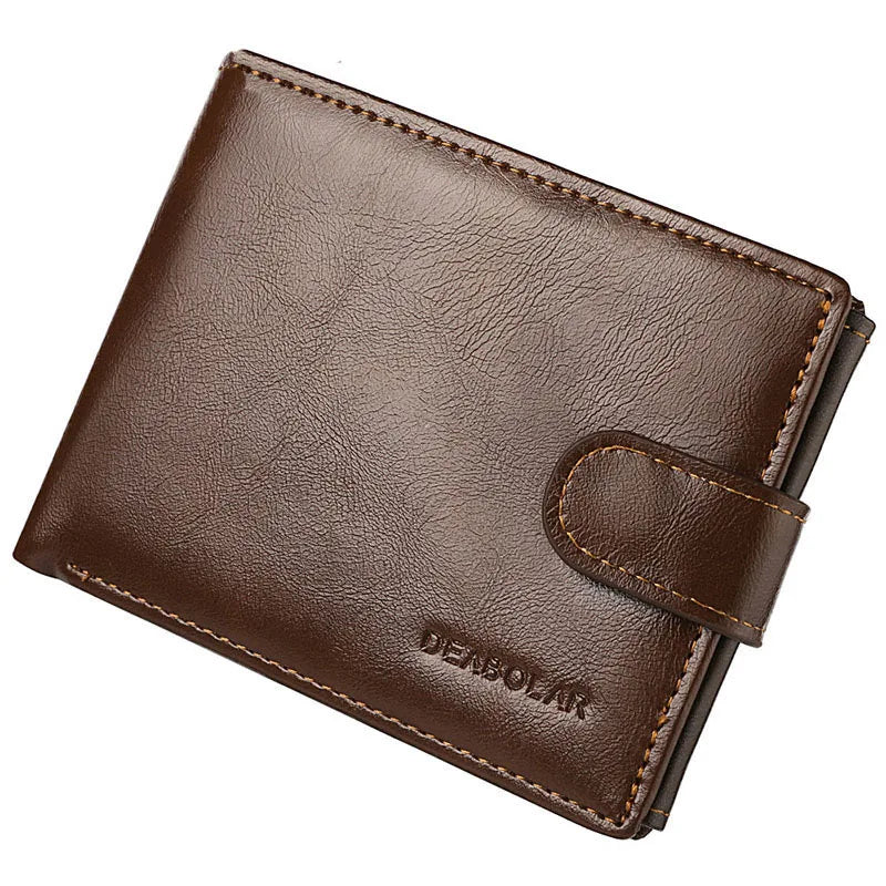 LOR MALE Men's Wallet Rfid Vintage Oil Wax Leather Threefold Wallets for Men Credit Card Holder Purse Money Bag Wallet Man