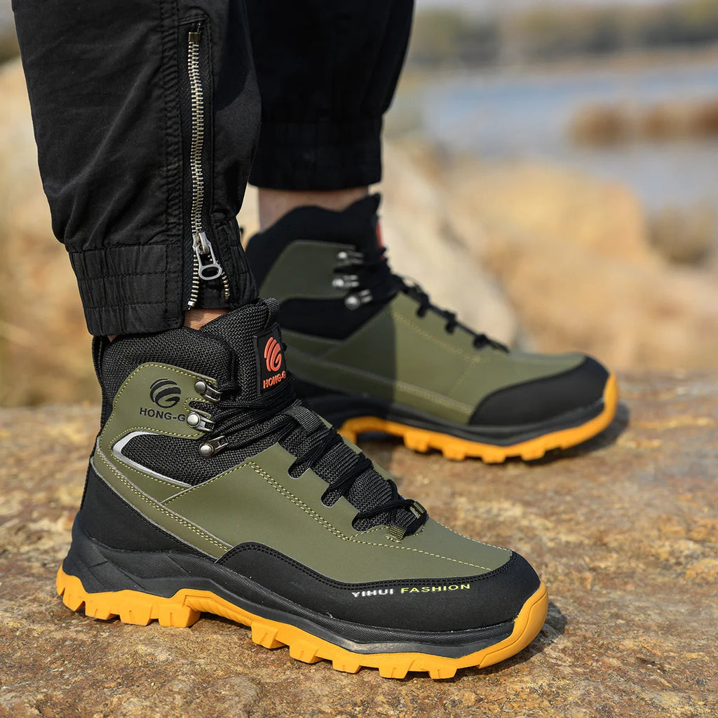 LOR MALE Waterproof Composite Toe Work Boots Puncture-Proof Non-Slip Breathable Comfort Fit for Warehouse Use Mne's Anti-smash Work Boots