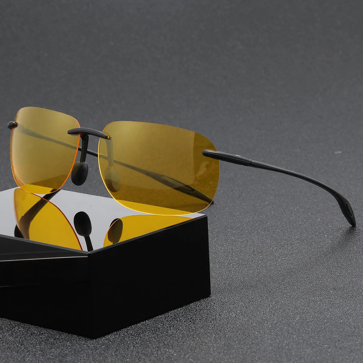 LOR MALE Polarized Sunglasses for Men WomenTr90 Rimless Frame Lightweight & Durable Protection for Running Fishing Baseball Sunglasses