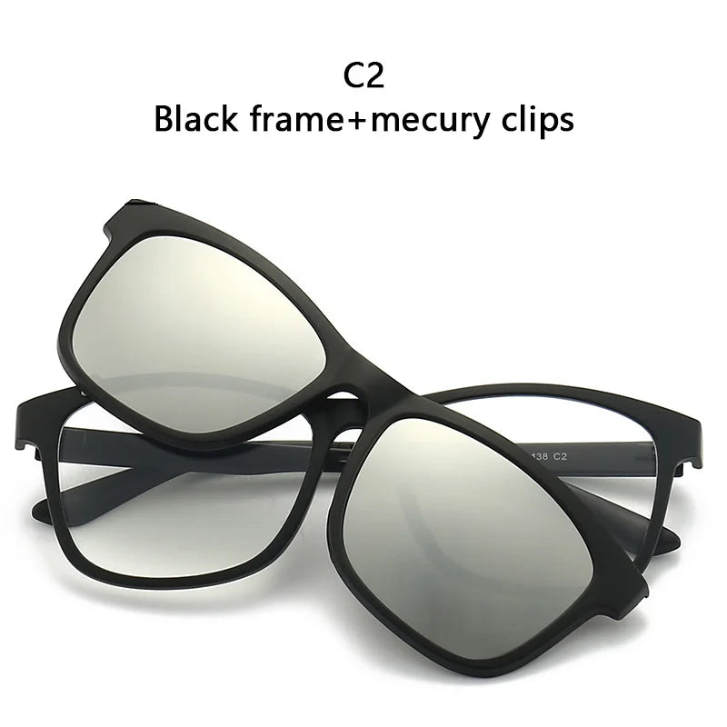 LOR MALE Polarized Sunglasses Men Women 2 In 1 Magnetic Clip On Glasses TR90 Optical Prescription Eyewear Frames Eyeglasses
