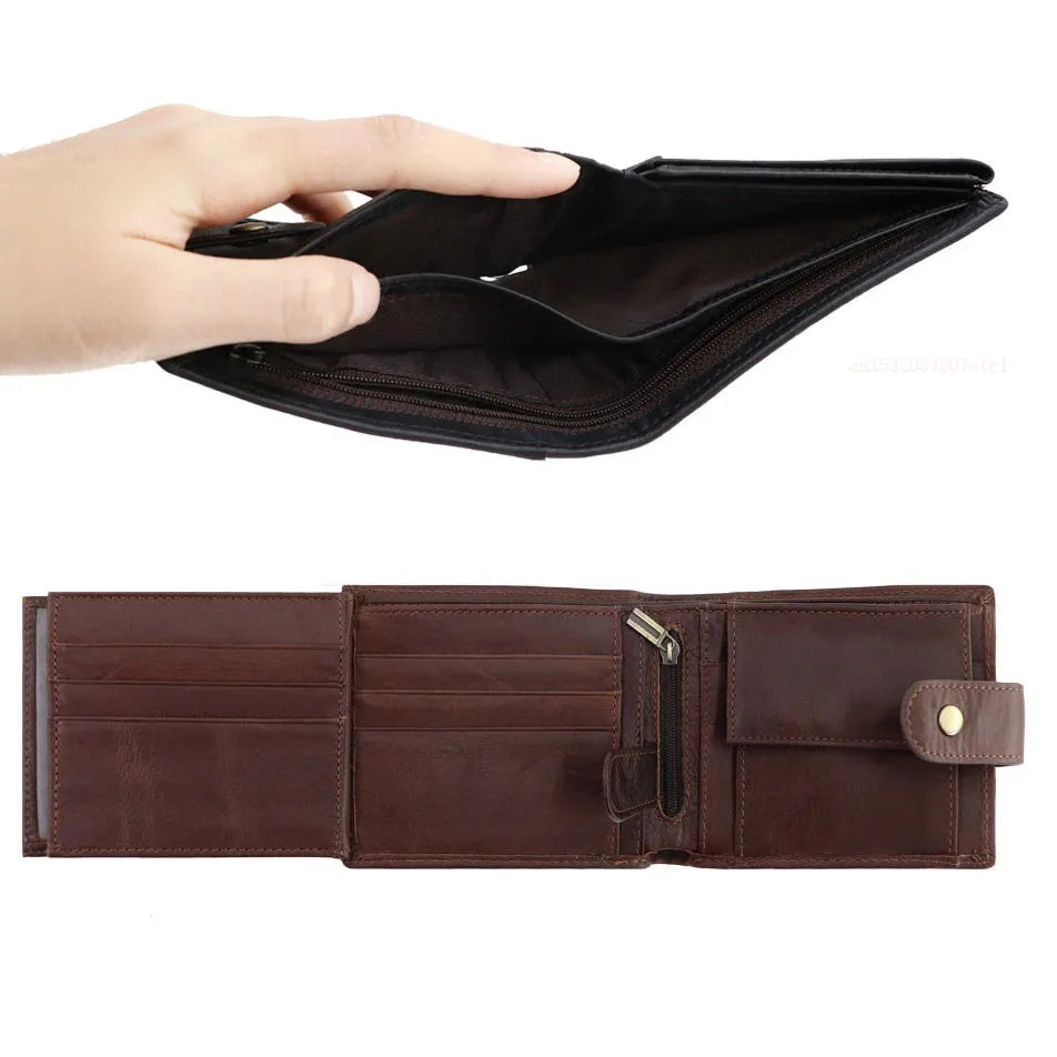 LOR MALE Men's Wallet Rfid Vintage Genuine Leather Wallets for Men Credit Card Holder Purse Money Bag Wallet Man