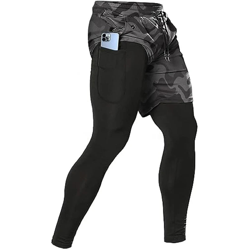LOR MALE Men's Sport Pants 2 in1 Training Athletic Tracksuits Sportswear Workout Male Jogging Trousers Gym Fitness Running Pants Men
