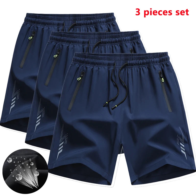 LOR MALE 3 Pieces New Running Shorts Men Gym Sports Shorts Quick Dry Workout Training Fitness Jogging Short Pants Man Summer Board Shorts