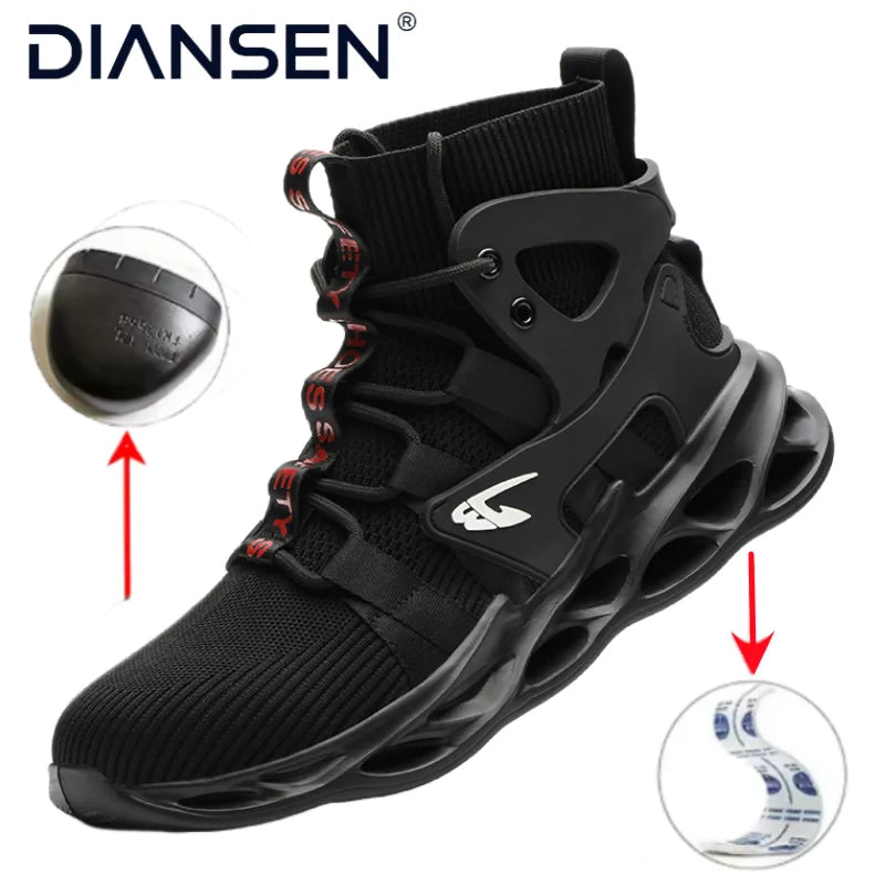 LOR MALE Steel Toe Safety Shoes Men, Anti-Puncture Anti-Smash Non Slip Industrial Work Boots Kevlar-Midsole Protection Tactical Boots