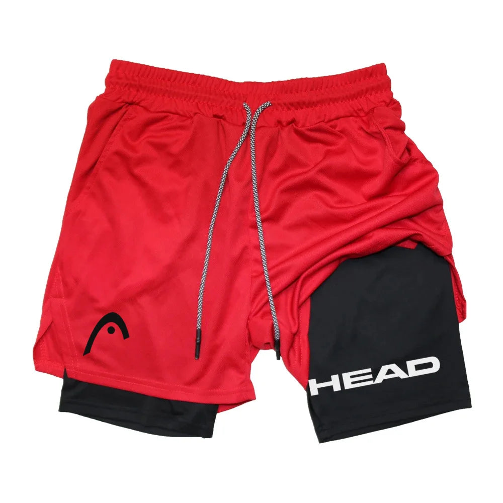 LOR MALE Anime Berserk Head Running Shorts Men Fitness Gym Training 2 in 1 Sports Quick Dry Workout Jogging Double Deck Summer