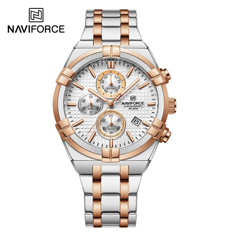 LOR MALE NAVIFORCE Business Men's Quartz Chronograph Elegant Wild Waterproof Date Display Male Wristwatch High Quality Man Watches NF8042