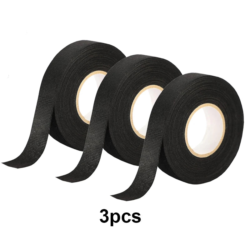 LOR MALE 15/25M Wire Harness Automotive Cloth Tape Adhesive High Noise Resistance Heat Proof Fabric Electrical Tape for Wrapping Wiring
