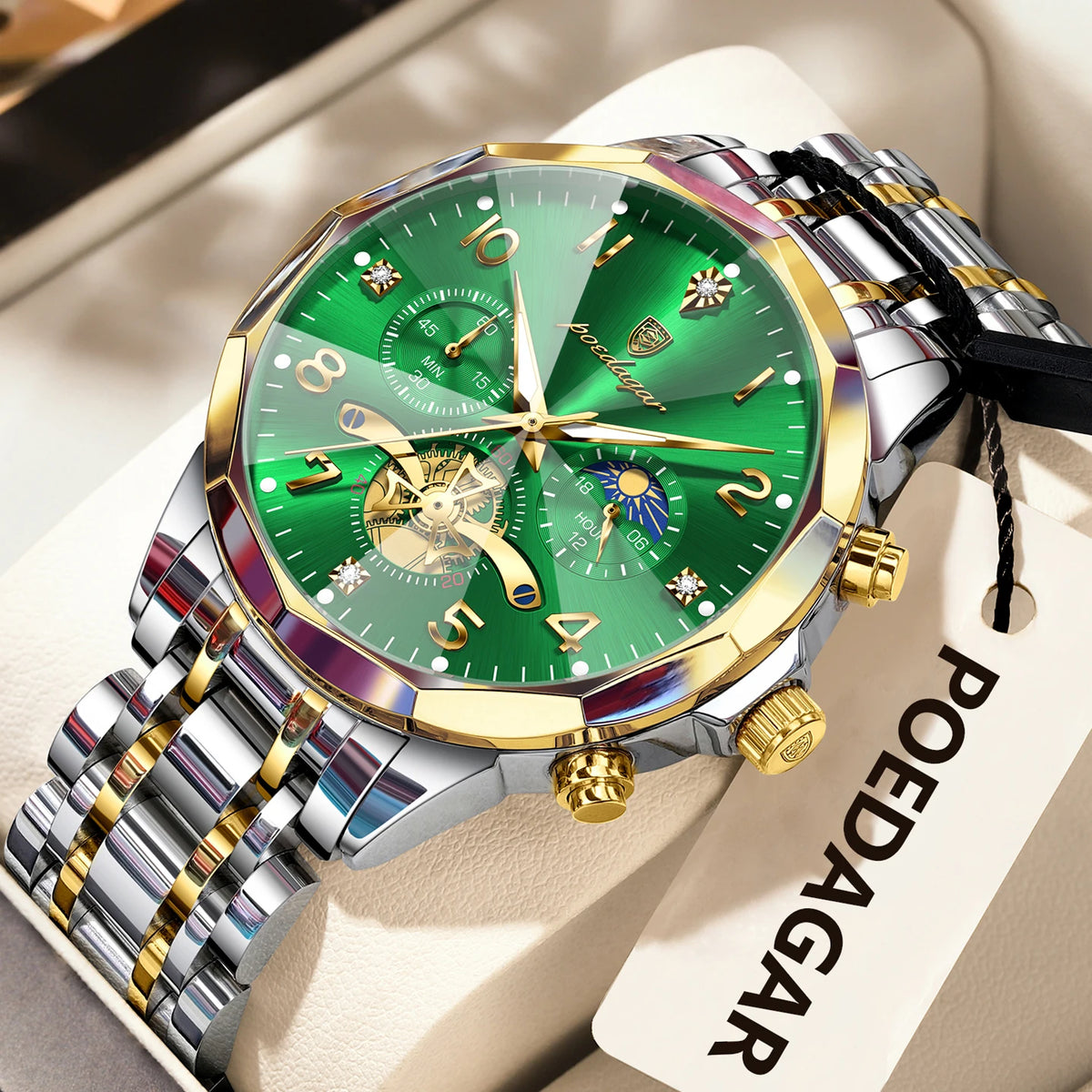 LOR MALE POEDAGAR Luxury High Quality Man Wristwatch Chronograph Stainless Steel Quartz Men's Watches Waterproof Luminous Men Clock Reloj
