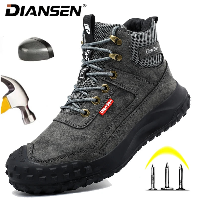 LOR MALE Men's Safety Work Boots Steel Toe Anti-smash Safety Shoes Wear-resisting Anti-Puncture Sole Fashionable Boots Forging Workshop