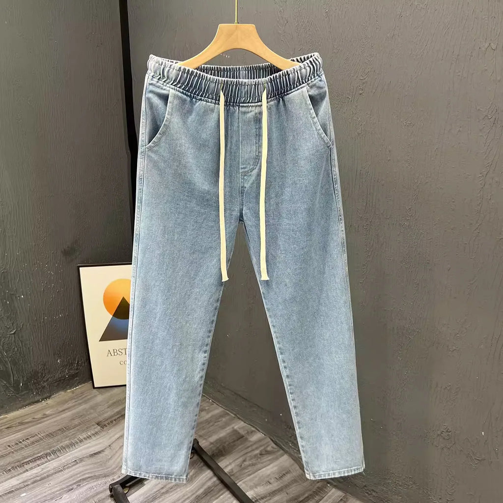 LOR MALE Men's Casual Jeans Thin Straight Leg Wear Resistant Comfortable Spring Autumn Loose Fit Durable Jeans for Work And Leisure