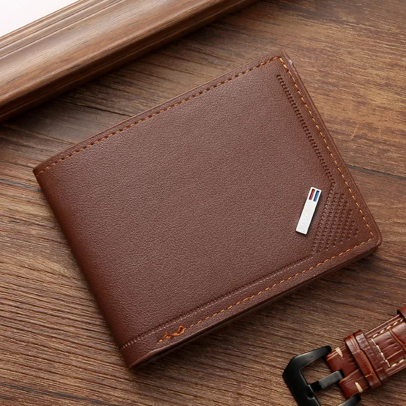 LOR MALE leather short wallet thin wallet foldable minimalist soft leather wallet