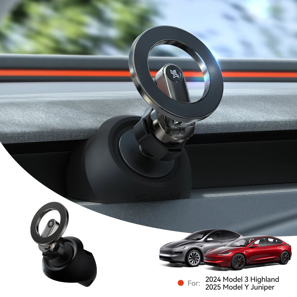 LOR MALE YZ For Tesla Model 3 Y/YL Highland Juniper Magnetic Car Phone Holder 360 Degree Rotation Metal Car Mount for All  Phones