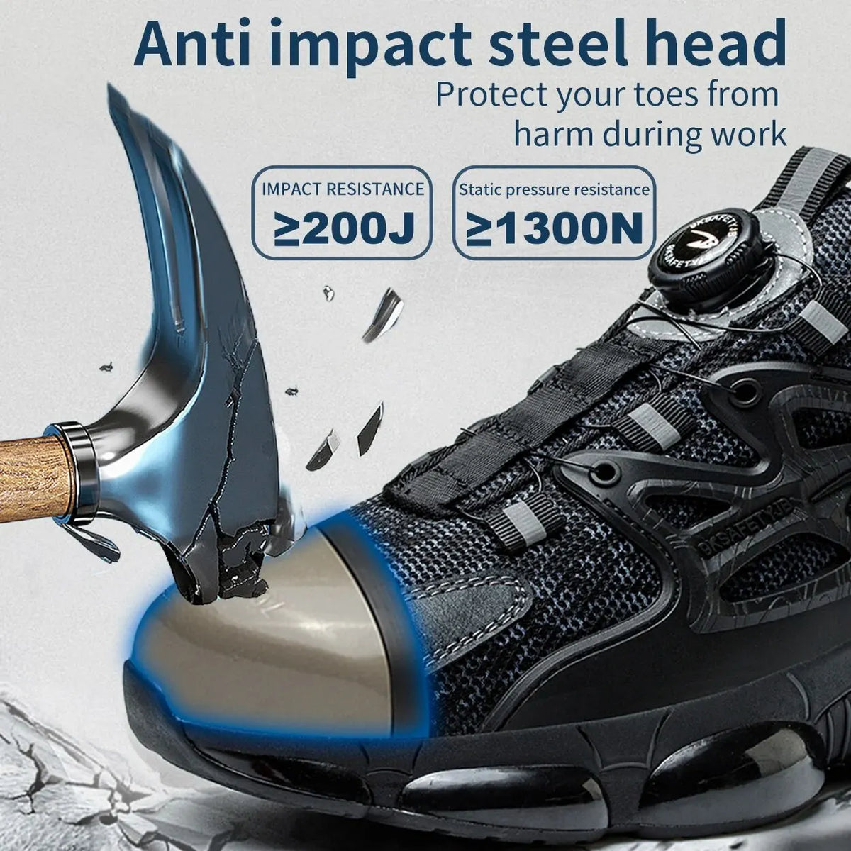 LOR MALE Steel Toe Shoes for Men Indestructible Work Boots Lightweight Safety Shoes Walking Anti-smash Anti-puncture Protective Sneakers