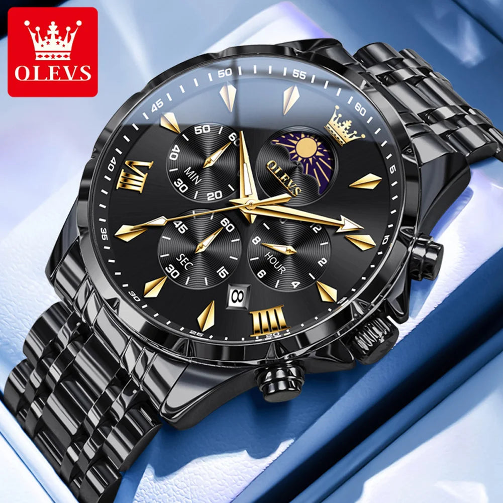 LOR MALE OLEVS 3653 Mans Watch Multifunctional Chronograph Quartz Watch Moon Phase Watc 2