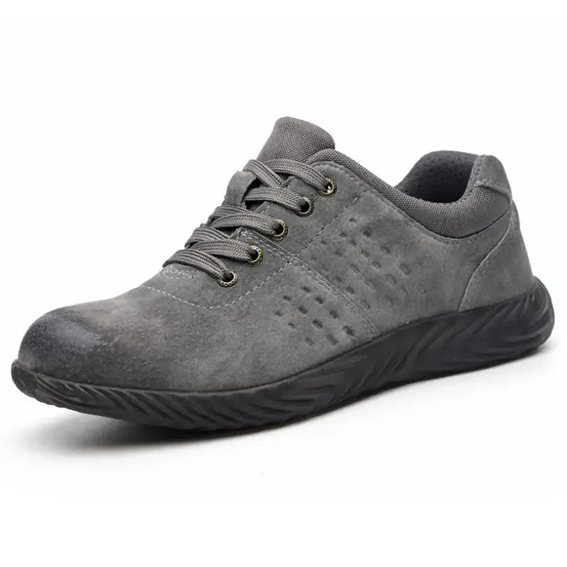 LOR MALE Mens Work Boots 2024 Fashion Outdoor Steel Toe Cow Leather Steel Toe Shoes Men Anti Slip Puncture Proof Safety Shoes Boot Man